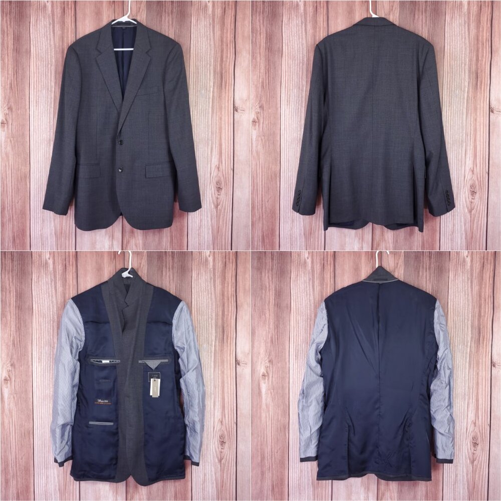 J Crew Ludlow Slim fit Suit Jacket 42L Tollegno 1900 Italian 3D Wool Charcoal - Picture 3 of 16